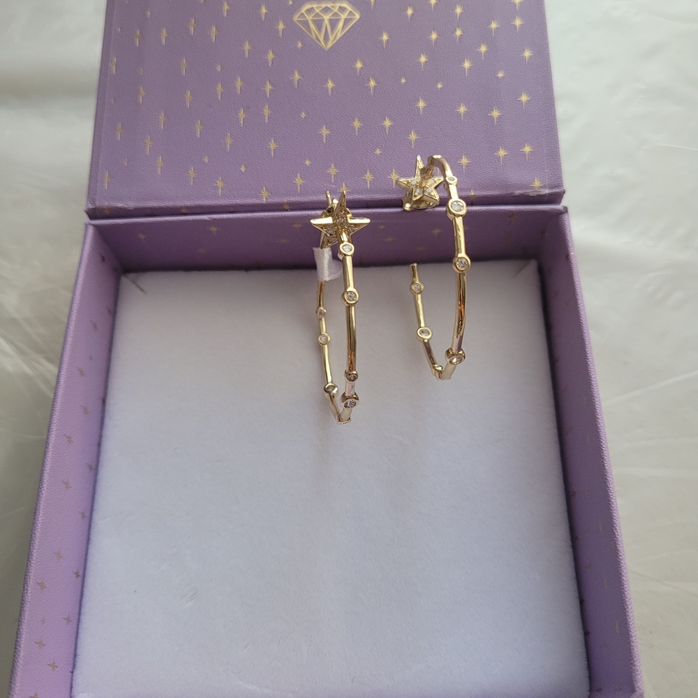 Melinda Maria Gold Star Hoop Earrings - Picture 6 of 7